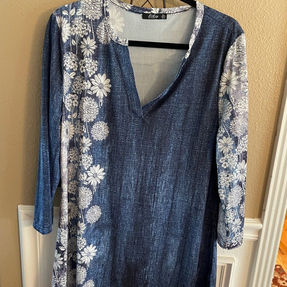 Lily Daisy Denim Women’s Tunic Top XL